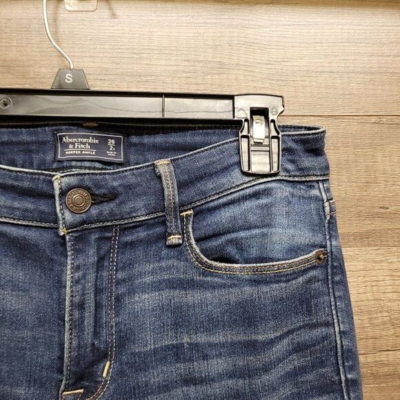 Abercrombie & Fitch Harper Ankle Jeans Blue Medium Wash Womens 26 Distressed - Picture 6 of 15